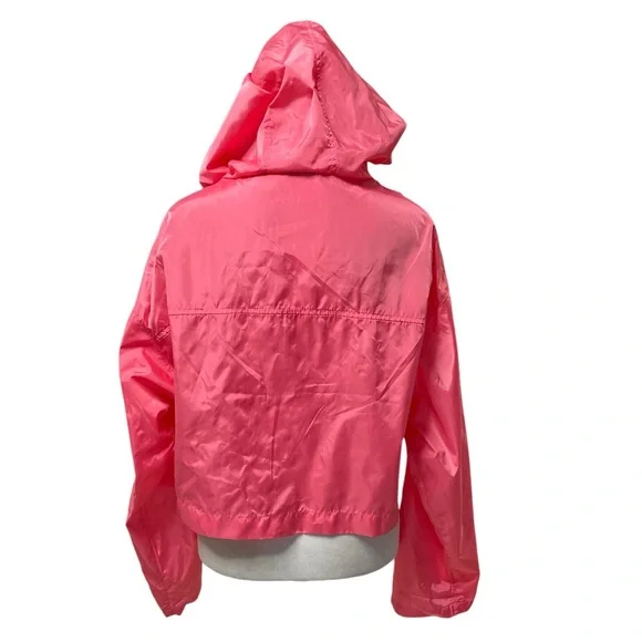 ASOS Pink Cropped Long Sleeve Zip Front Lightweight Windbreaker Hoodie Size 2 - Picture 4 of 14